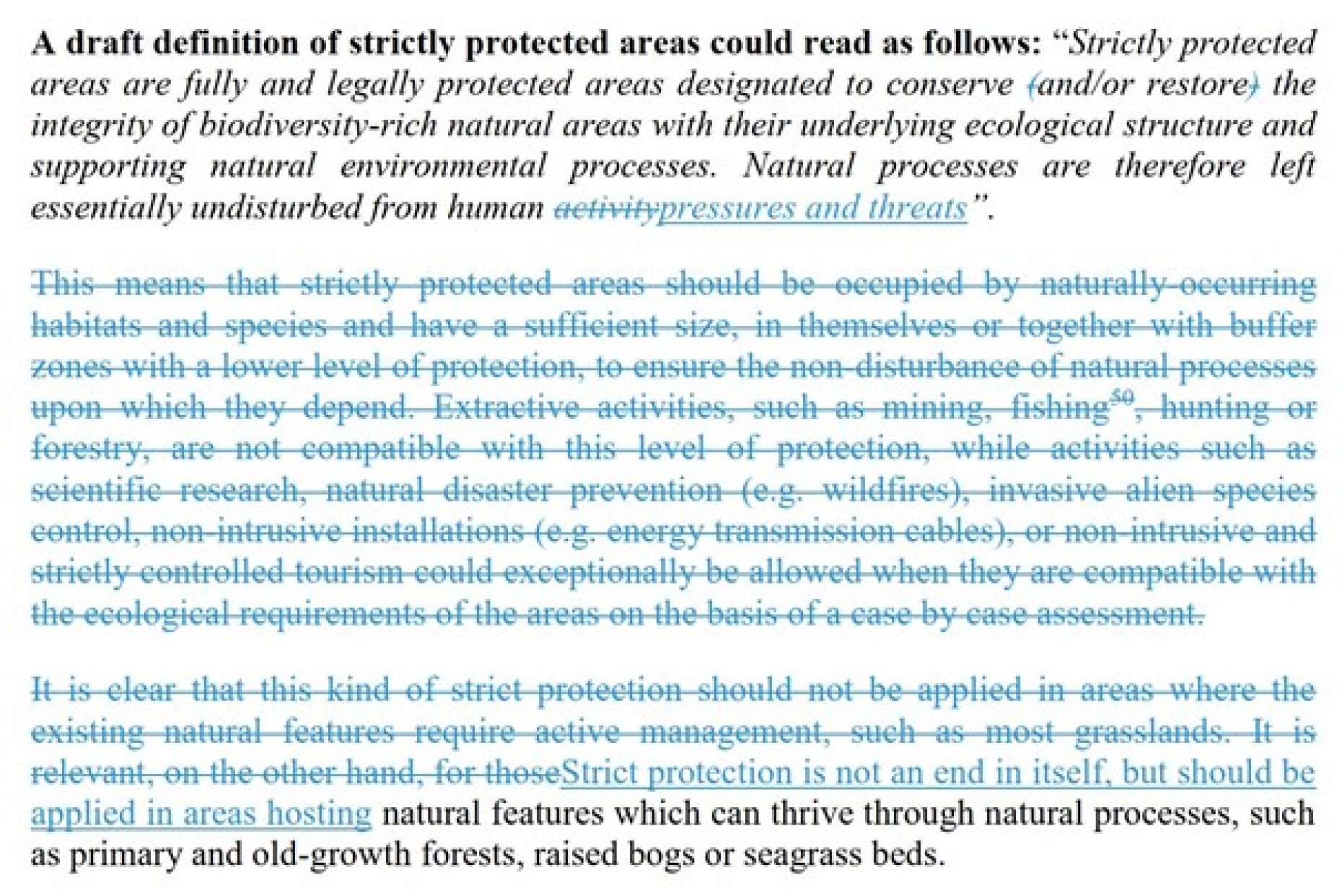 Auszug aus der überarbeiteten Version 2 vom Februar 2021 (DRAFT Technical Note On Criteria And Guidance For Protected Areas Designations)